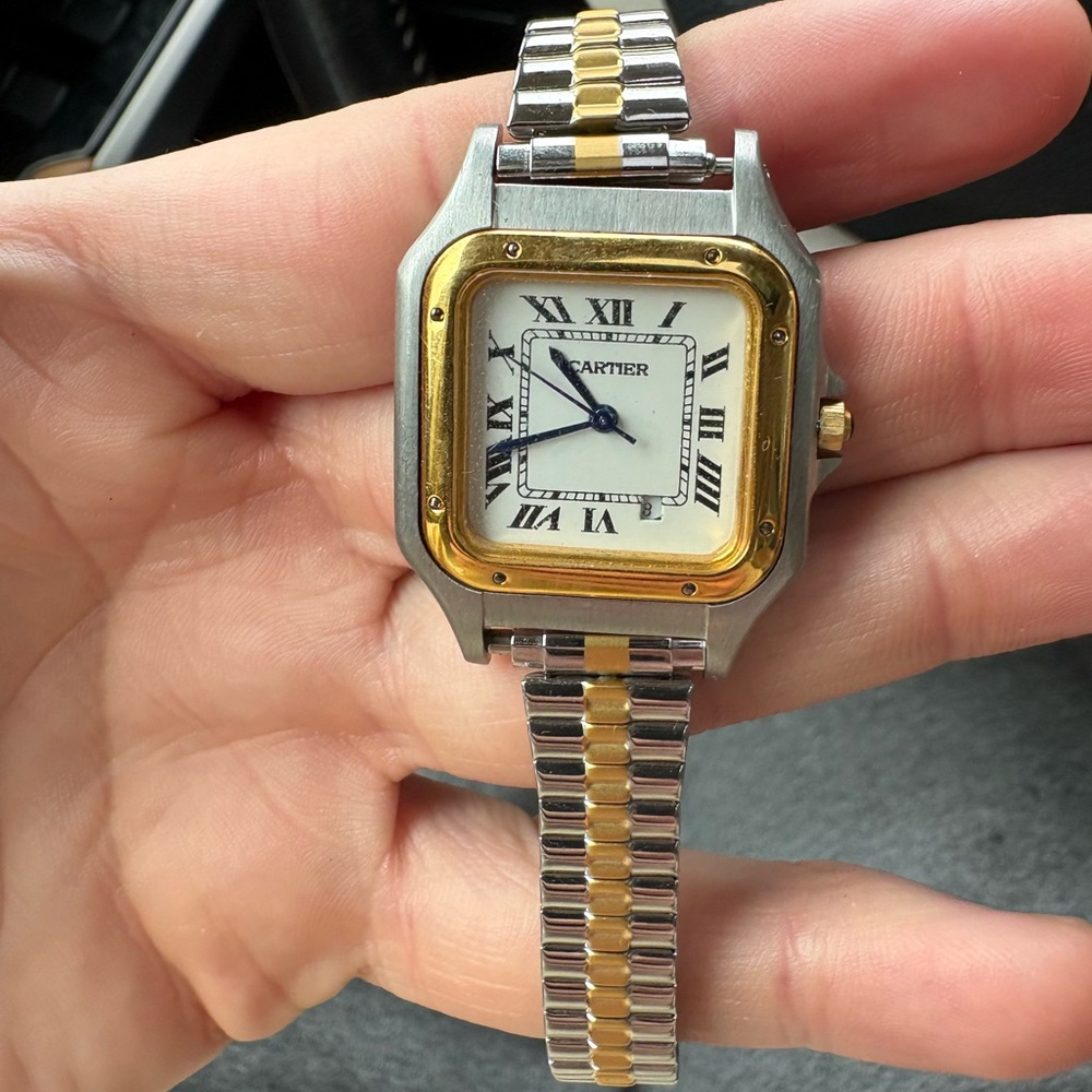 Cartier Two-Tone Gold and Silver Santos Bracelet Watch